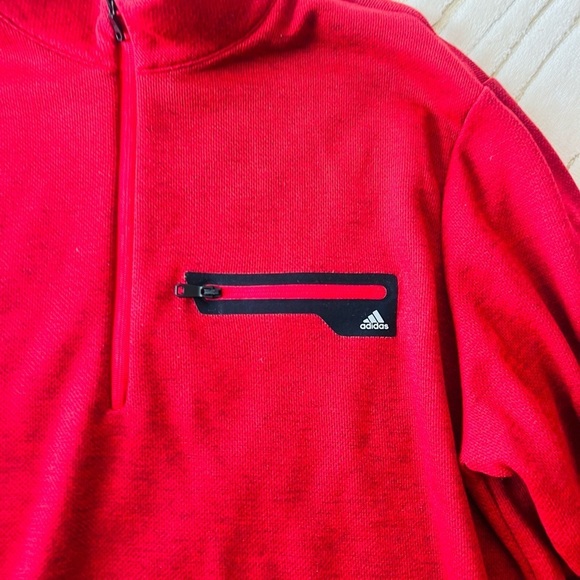 Adidas Red Zip Up Sweater with High Collar - Picture 2 of 5